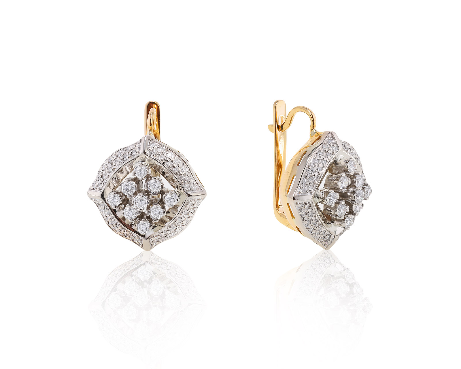 Золотые серьги с бриллиантами 1.60ct СССР – купить за 217 500 ₽ в интернет-магазине Mister Diamond с бесплатной доставкой