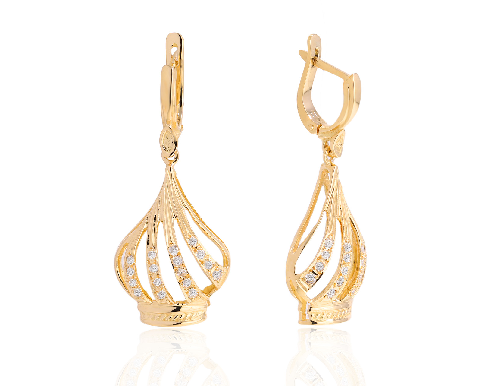 Золотые серьги с бриллиантами 0.36ct