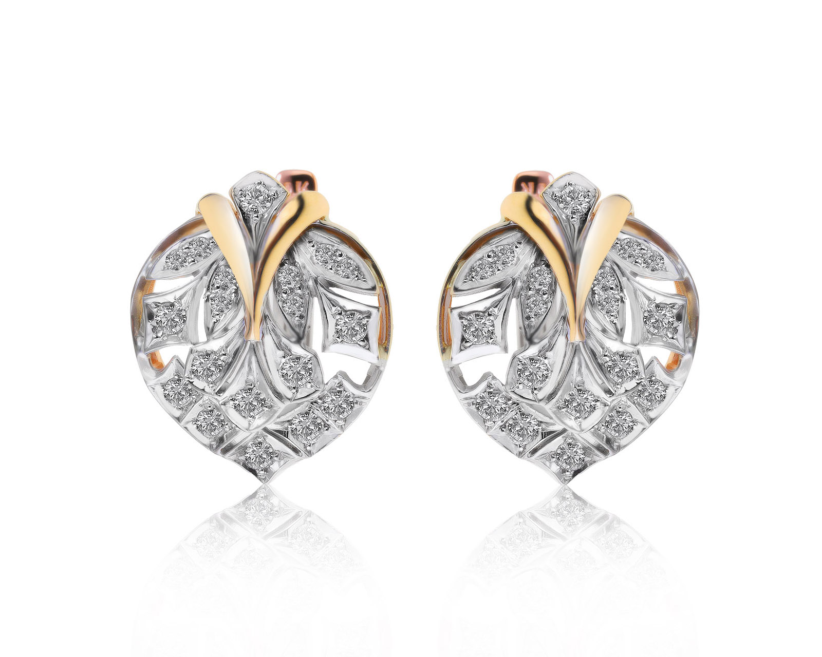 Прелестные золотые серьги с бриллиантами 1.08ct