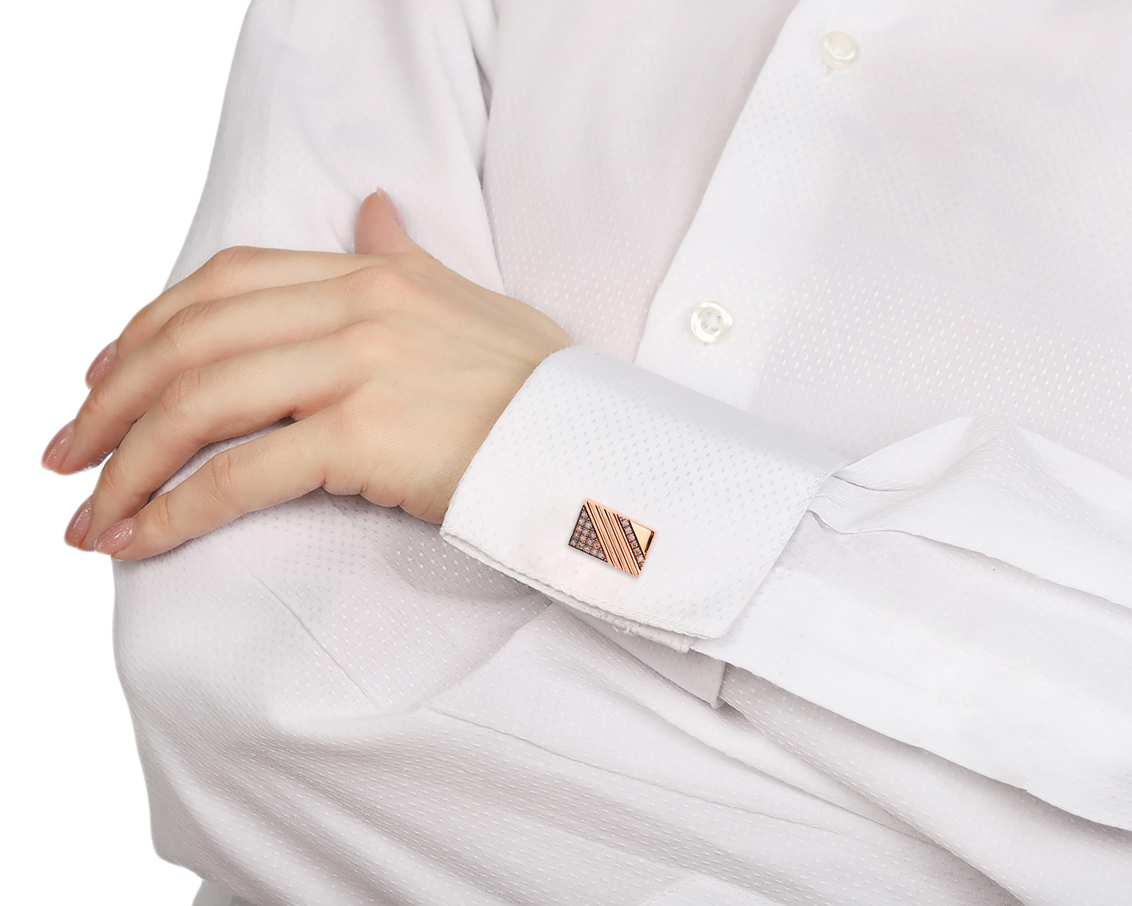 Золотые запонки с бриллиантами 0.34ct