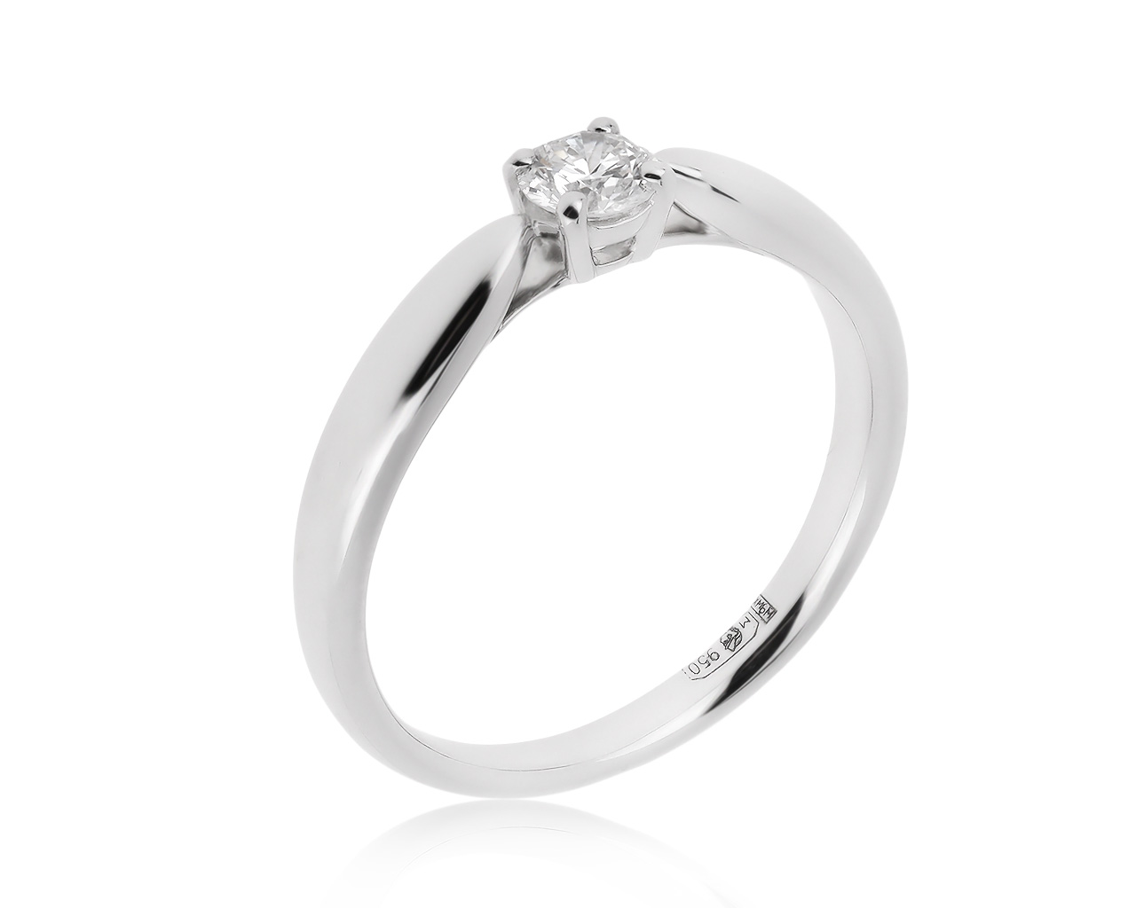 Оригинальное платиновое кольцо с бриллиантом 0.18ct Tiffany&Co 300620/1