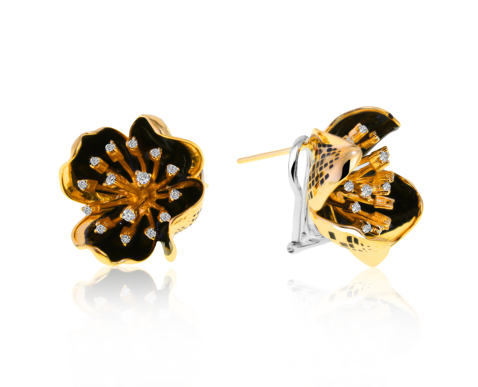 Оригинальные золотые серьги с бриллиантами 0.37ct Roberto Bravo Black Magic 190921/4