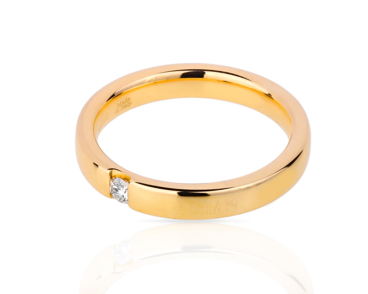 Изящное золотое кольцо с бриллиантом 0.07ct Damiani