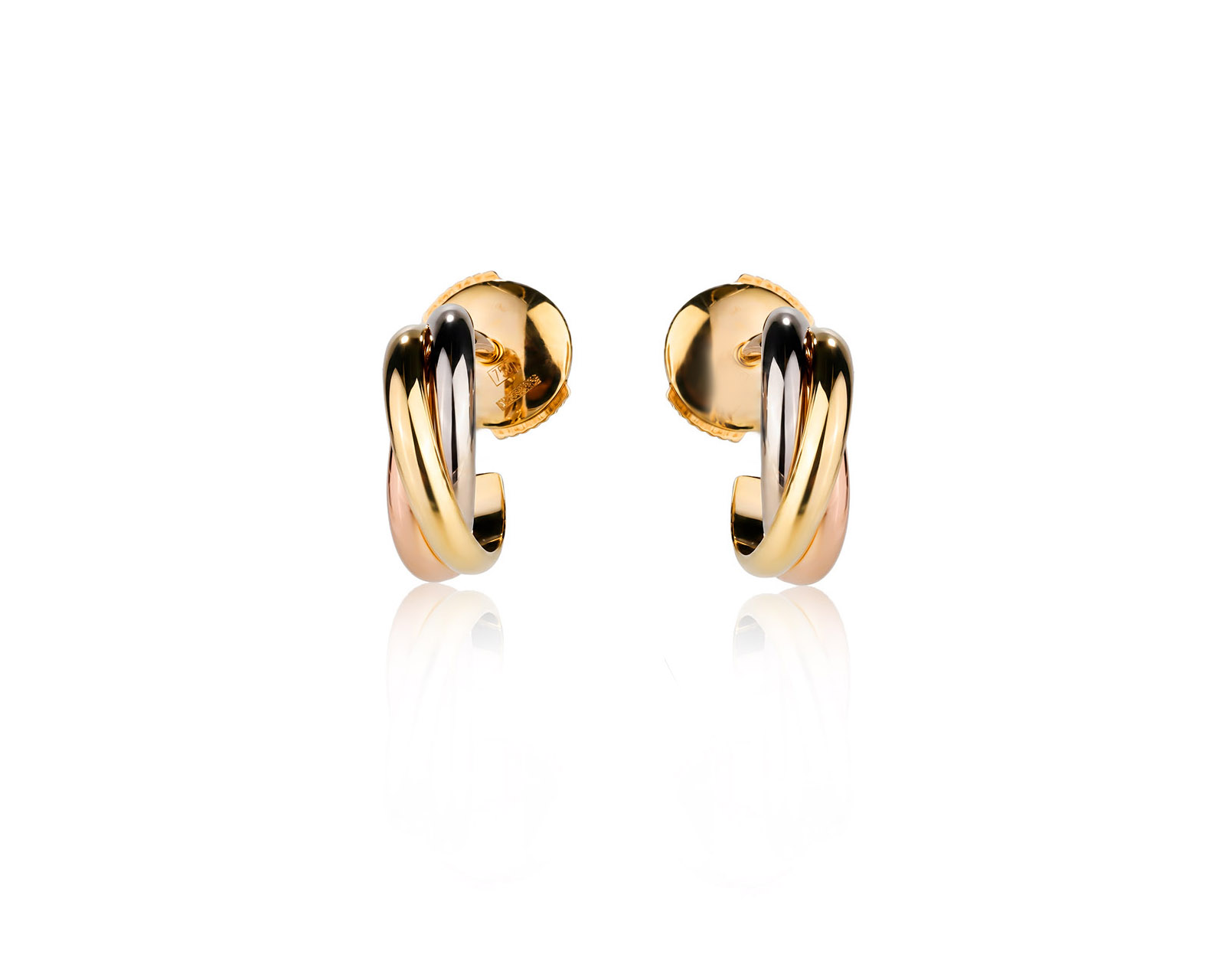 Оригинальные золотые серьги Cartier Trinity Mini 300626/1