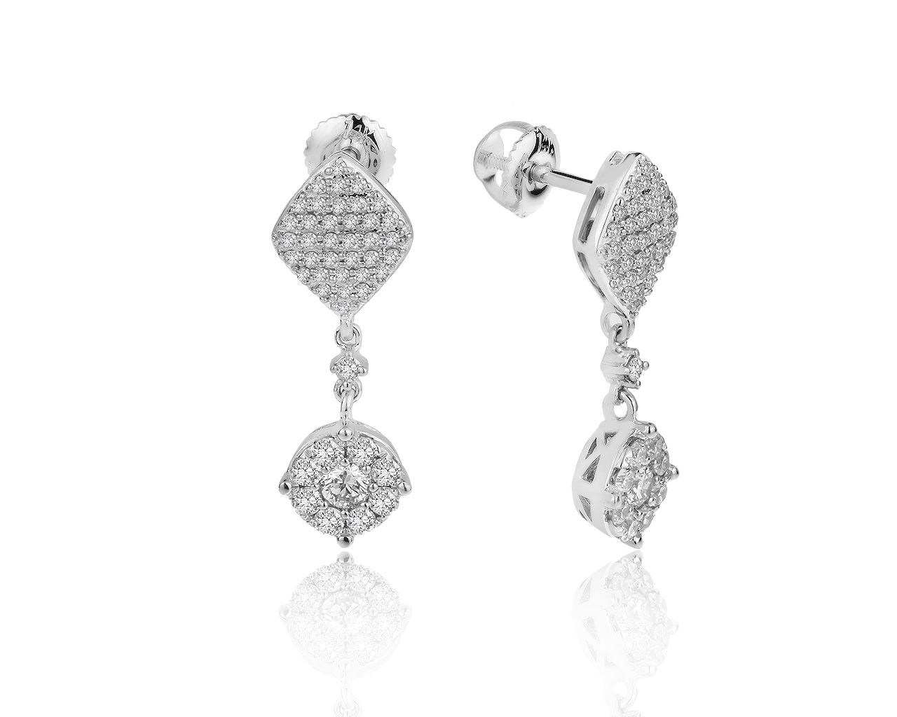 Изысканные золотые серьги с бриллиантами 1.01ct