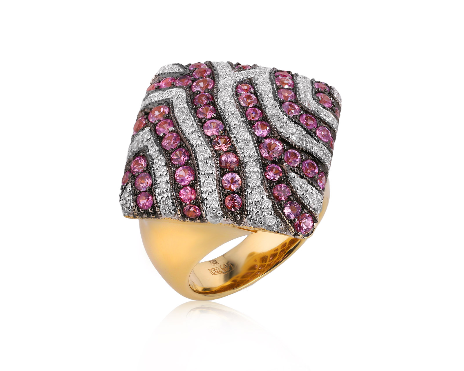 Золотое кольцо с сапфирами 2.37ct и бриллиантами 0.70ct 130326/6