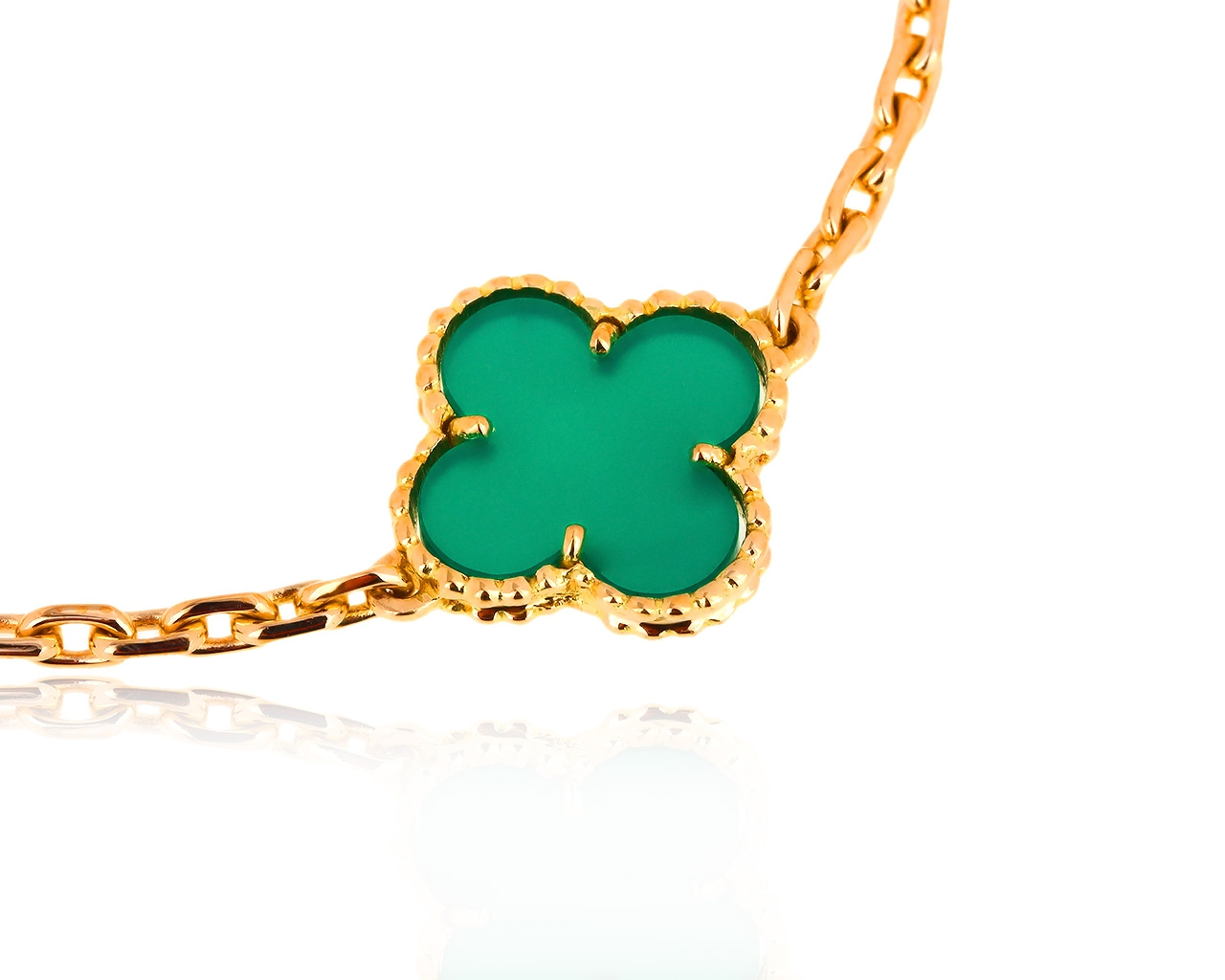 Золотой браслет с халцедоном Van Cleef&Arpels Vintage Alhambra 181218/6