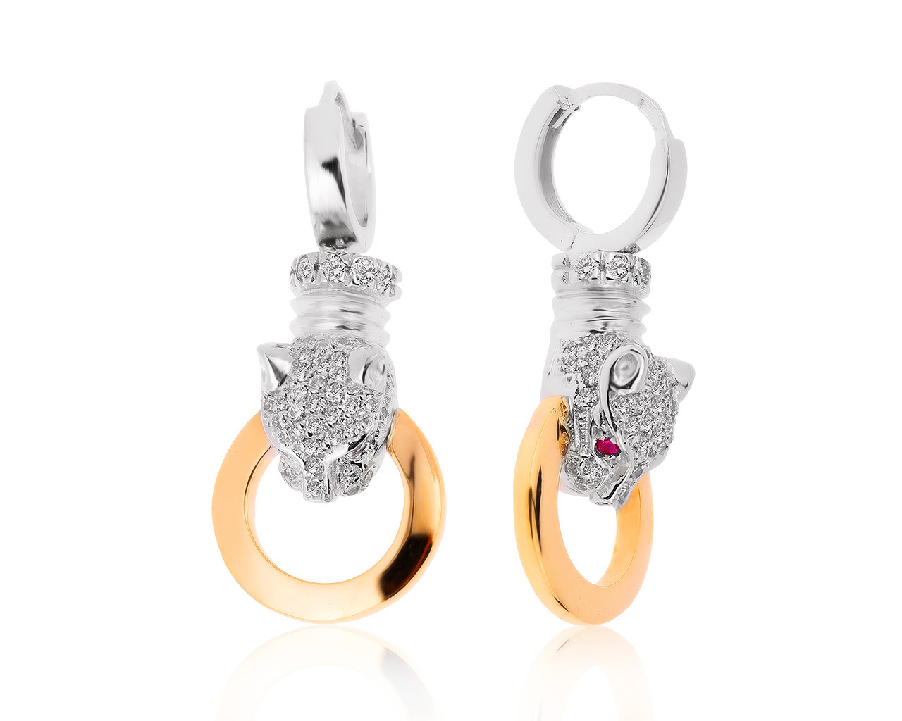Модные золотые серьги с бриллиантами 0.70ct