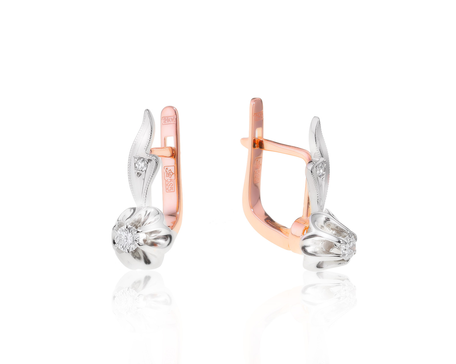 Чарующие золотые серьги с бриллиантами 0.19ct 210522/2