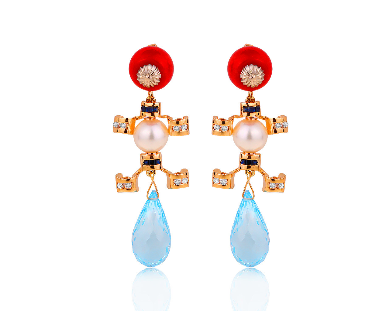 Царские золотые серьги с топазами 12.56ct 121019/16