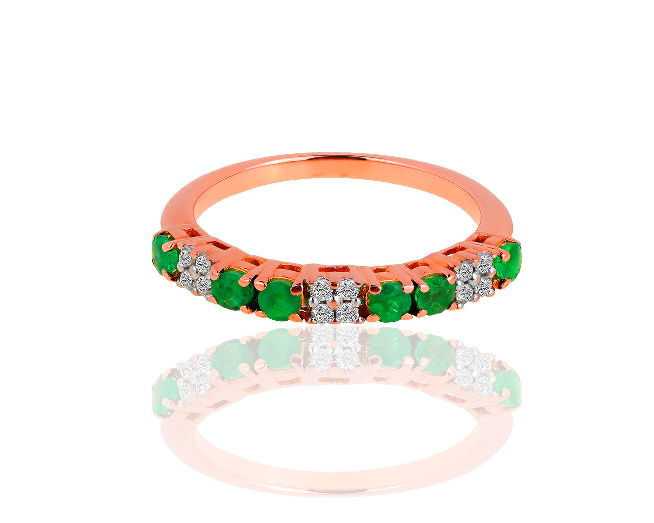 Золотое кольцо с изумрудами 0.25ct и бриллиантами 0.12ct 141117/13