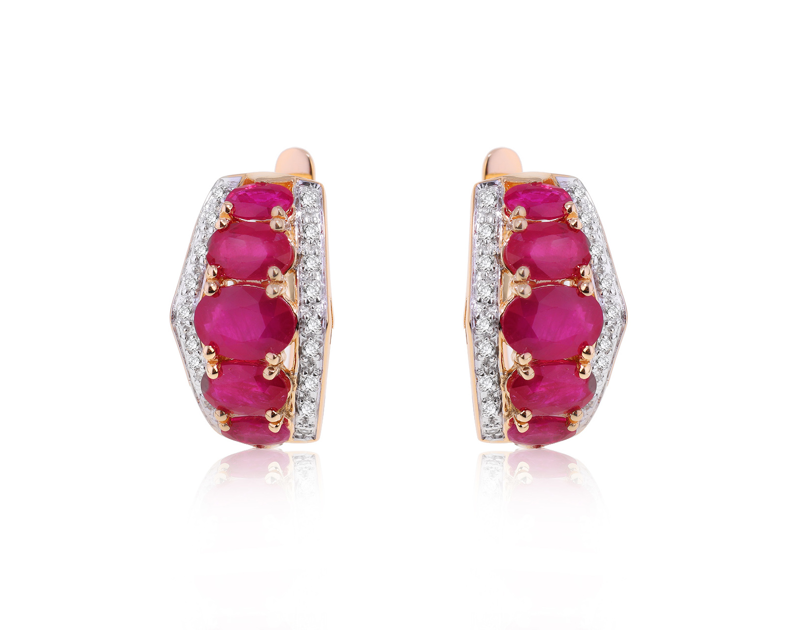 Золотые серьги с рубинами 5.22ct и бриллиантами 0.14ct 250824/5