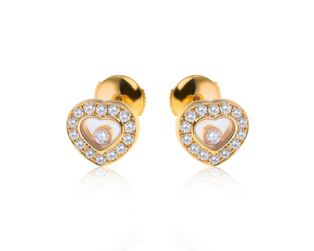 Оригинальные золотые серьги с бриллиантами 0.59ct Chopard Нappy Diamond