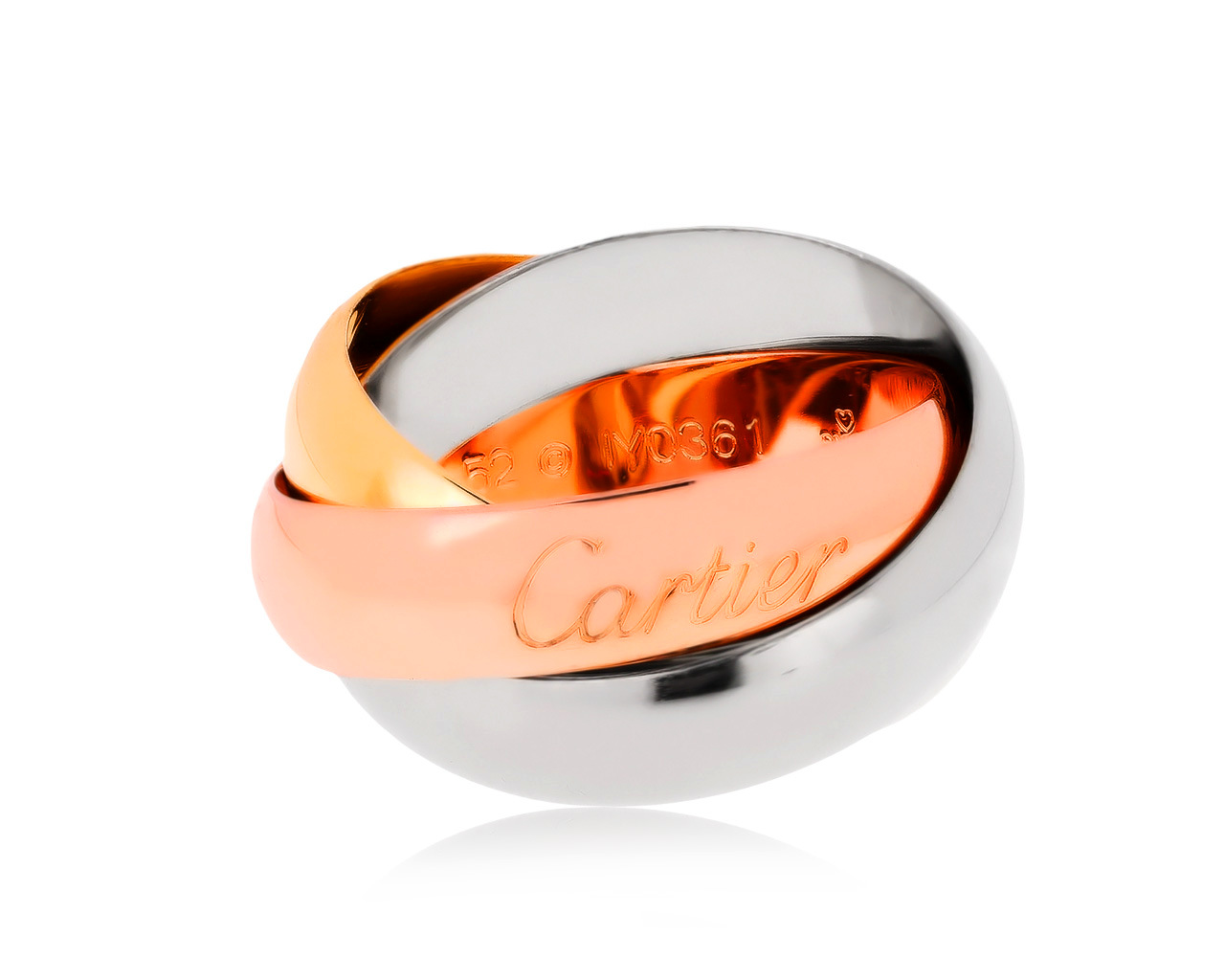 Оригинальное золотое кольцо Cartier Trinity 110820/8