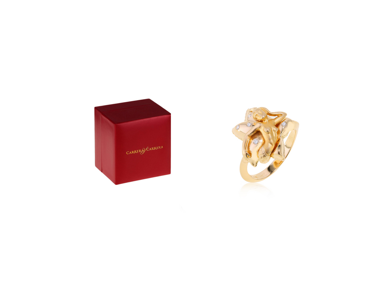 Оригинальное золотое кольцо с бриллиантами 0.05ct Carrera y Carrera