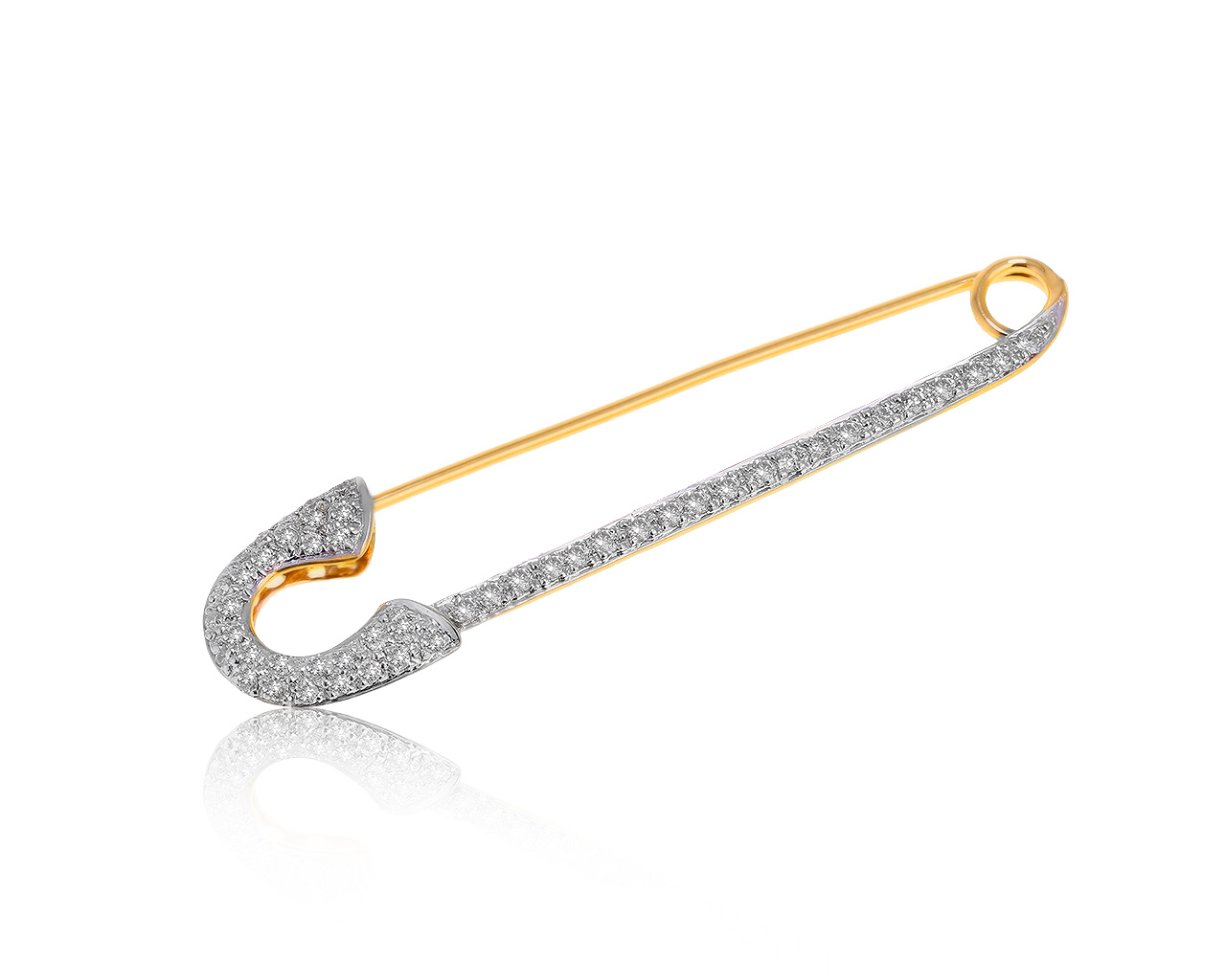 Нарядная золотая брошь-булавка с бриллиантами 0.70ct 211220/5 Нарядная золотая брошь-булавка с бриллиантами 0.70ct 211220/5