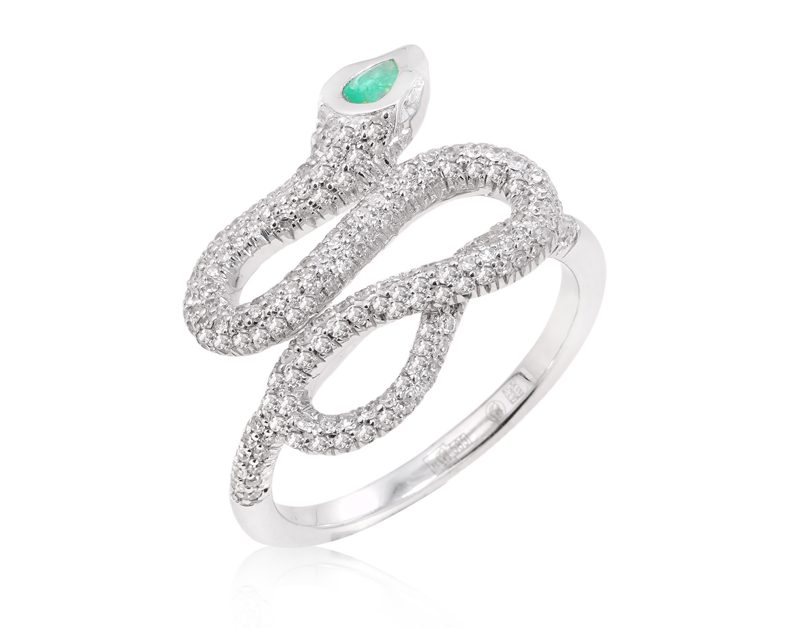 Золотое кольцо с изумрудом 0.09ct и бриллиантами 0.64ct 210525/13