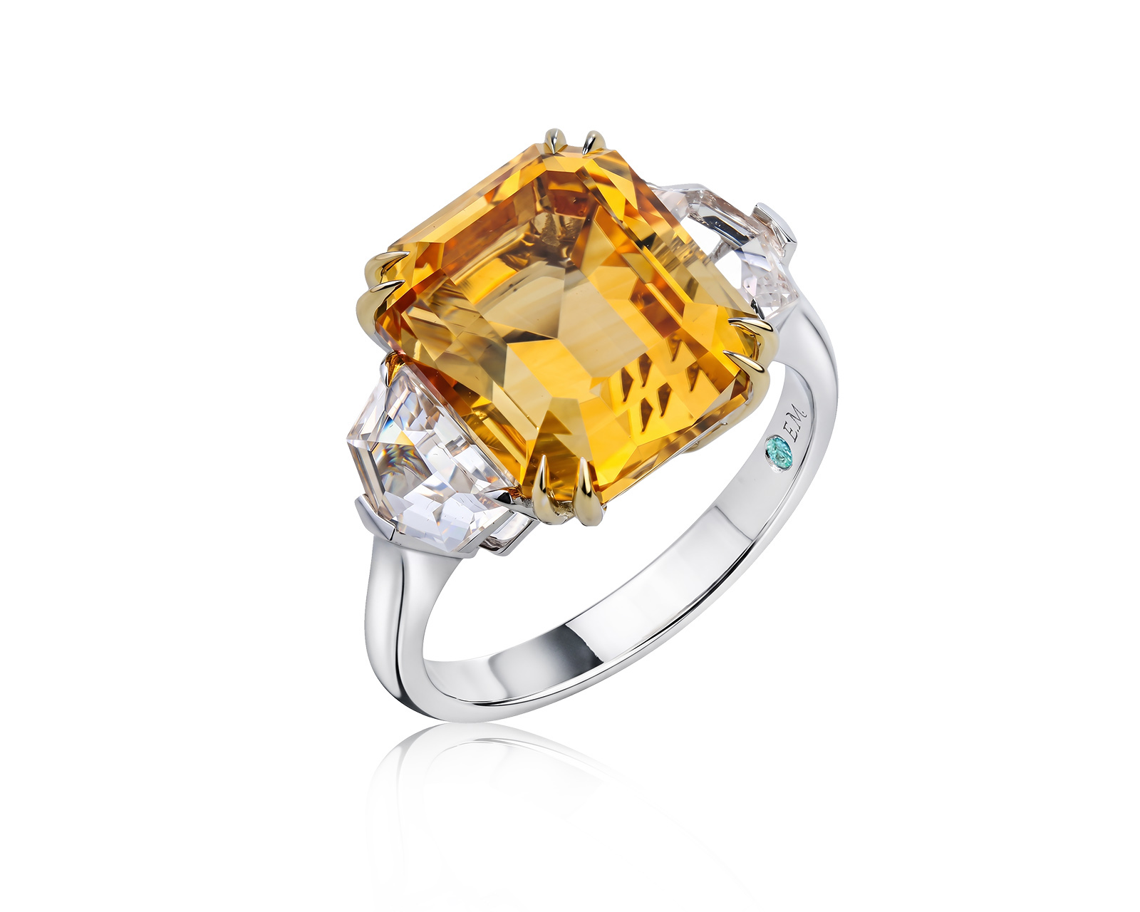 Золотое кольцо с цитрином 6.30ct и данбуритами 1.10ct Evgeny Matveev 290626/Б311