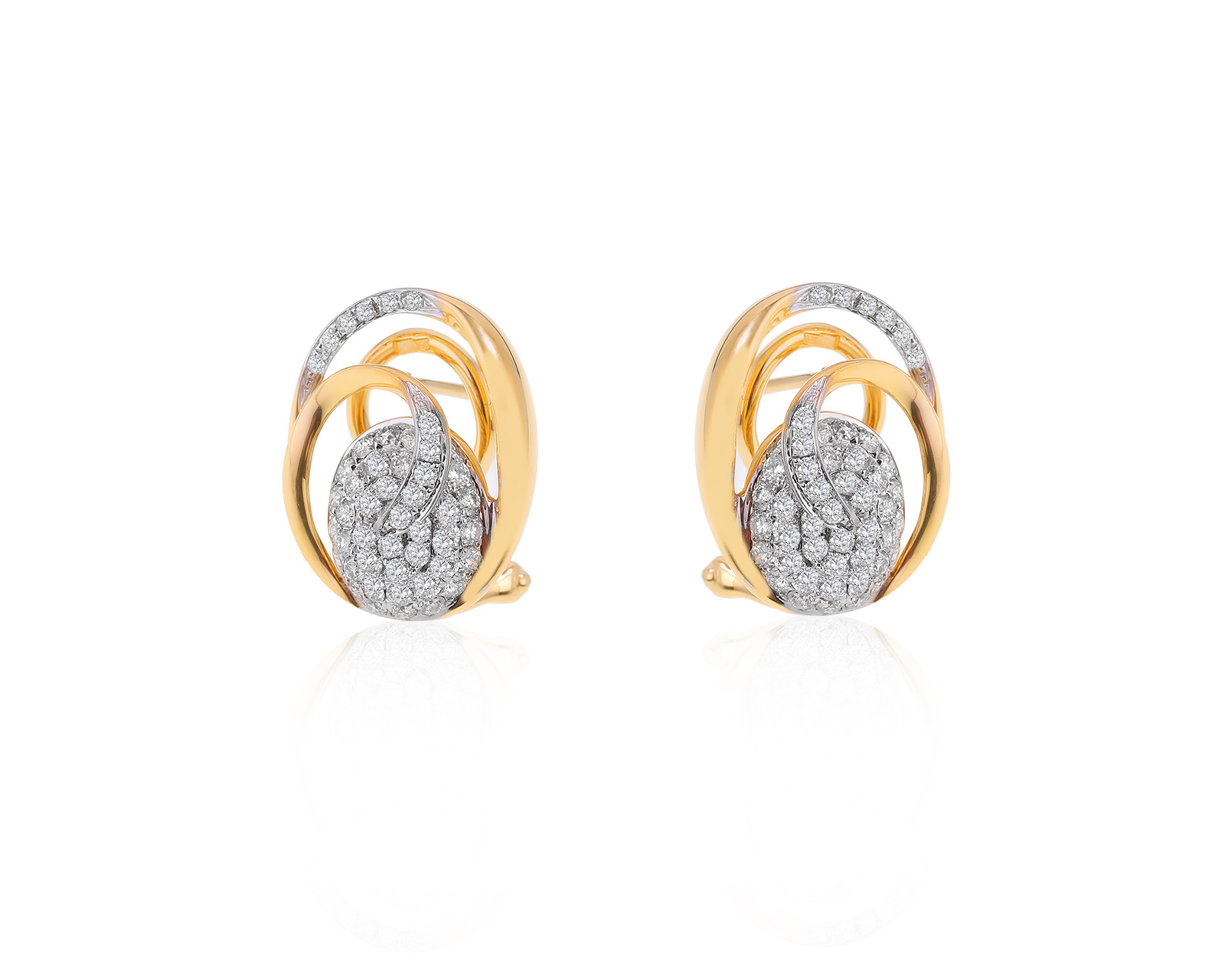 Безупречные золотые серьги с бриллиантами 0.84ct