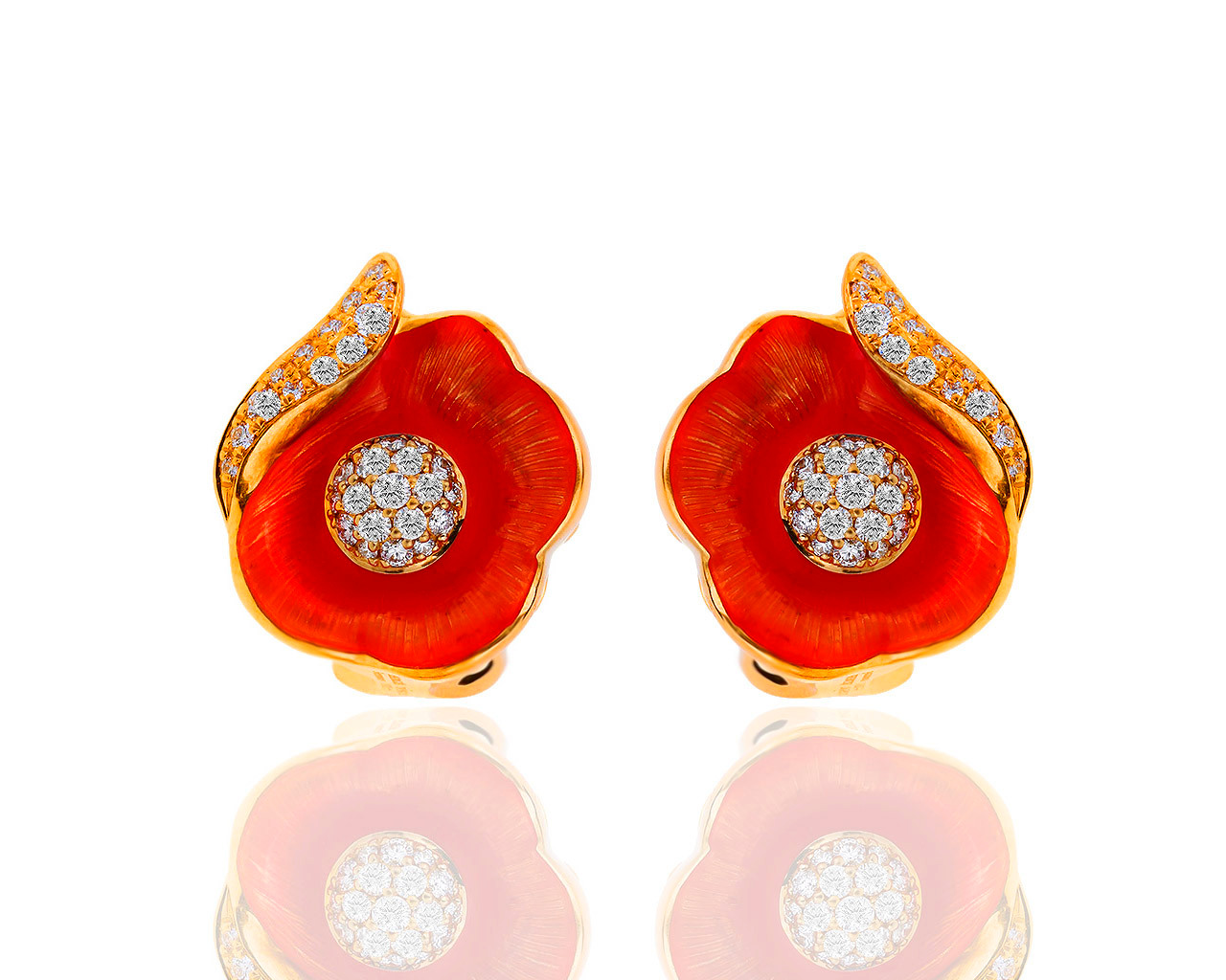 Оригинальные золотые серьги с бриллиантами 0.72ct Faberge Flowers 270319/2