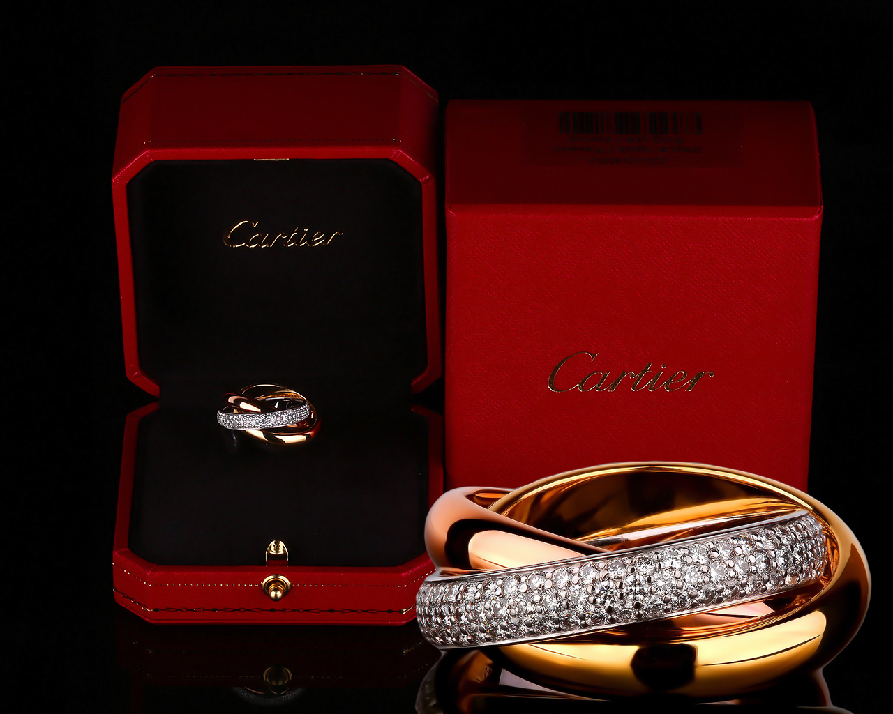 Золотое кольцо с бриллиантами 0.99ct Trinity De Cartier