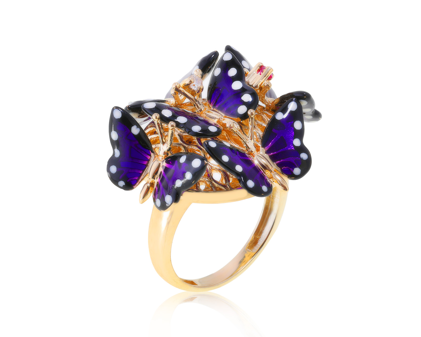 Оригинальное золотое кольцо Roberto Bravo Monarch Butterfly 201222/5
