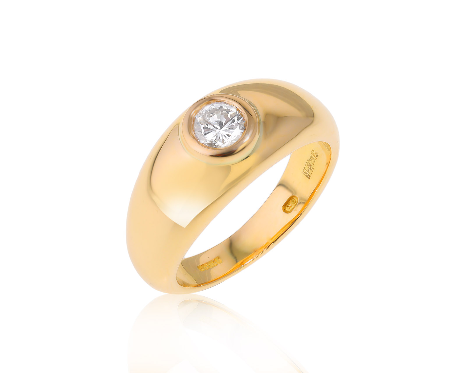 Золотое кольцо с бриллиантом 0.75ct