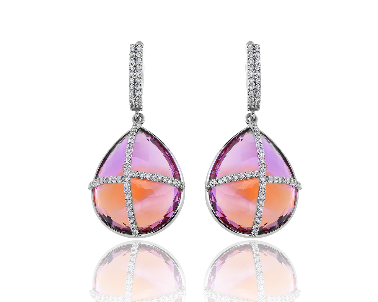 Золотые серьги с аметринами 42.54ct и бриллиантами 1.15ct 020819/6