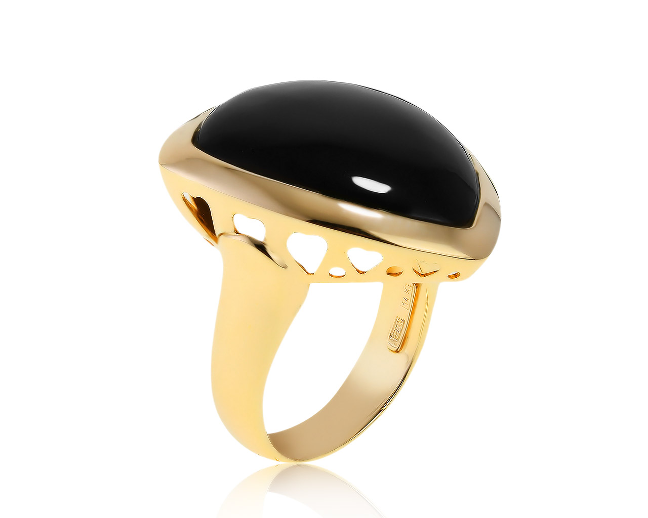 Итальянское золотое кольцо с ониксом 10.65ct