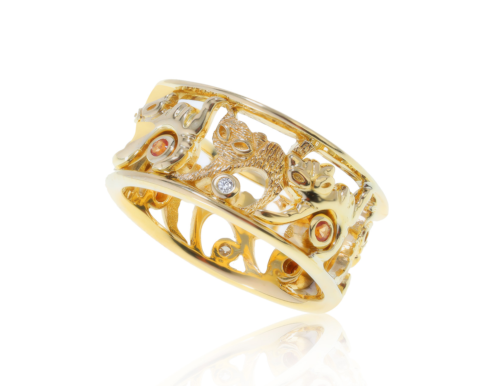 Изысканное золотое кольцо с сапфирами 0.12ct