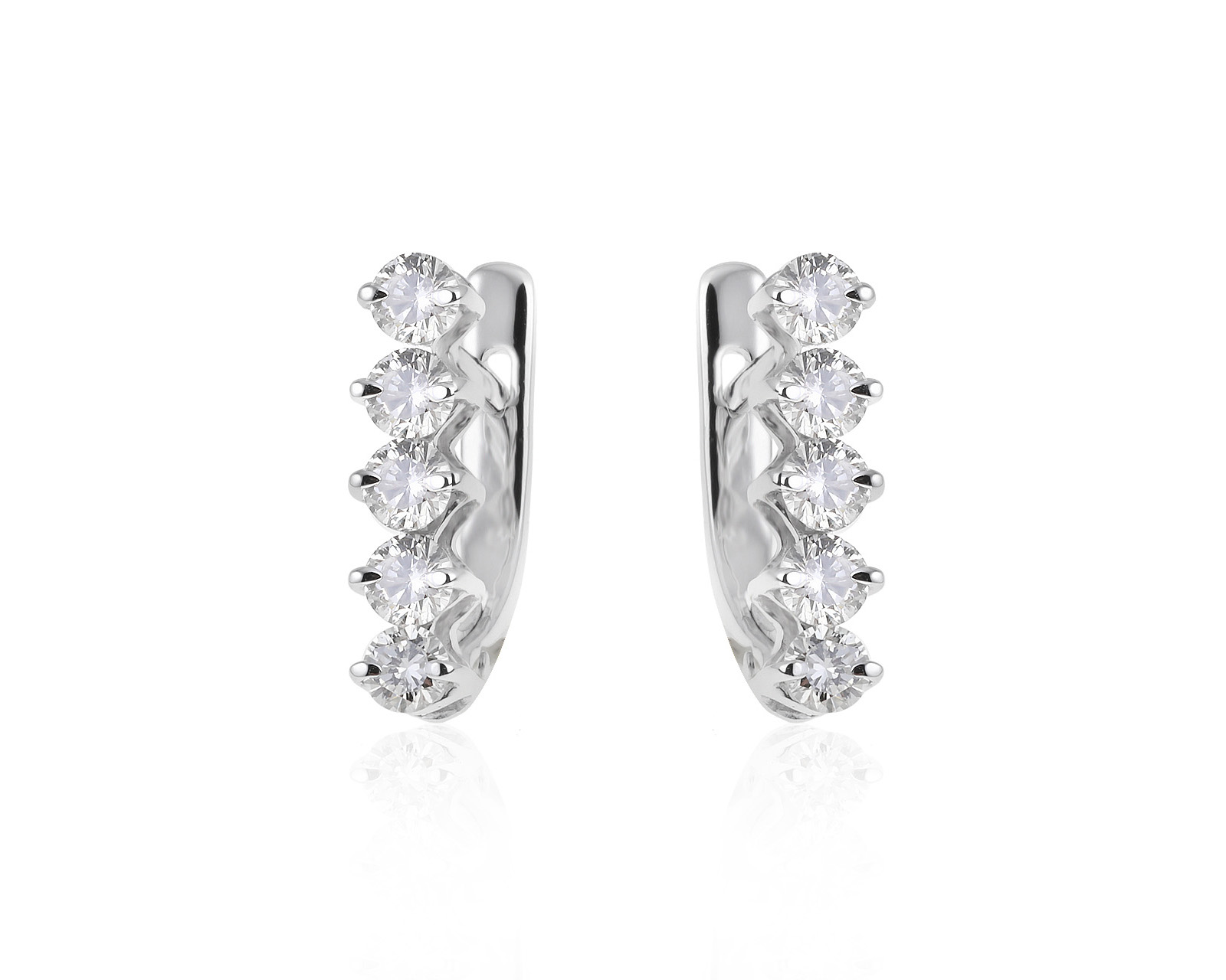 Солидные золотые серьги с бриллиантами 0.95ct