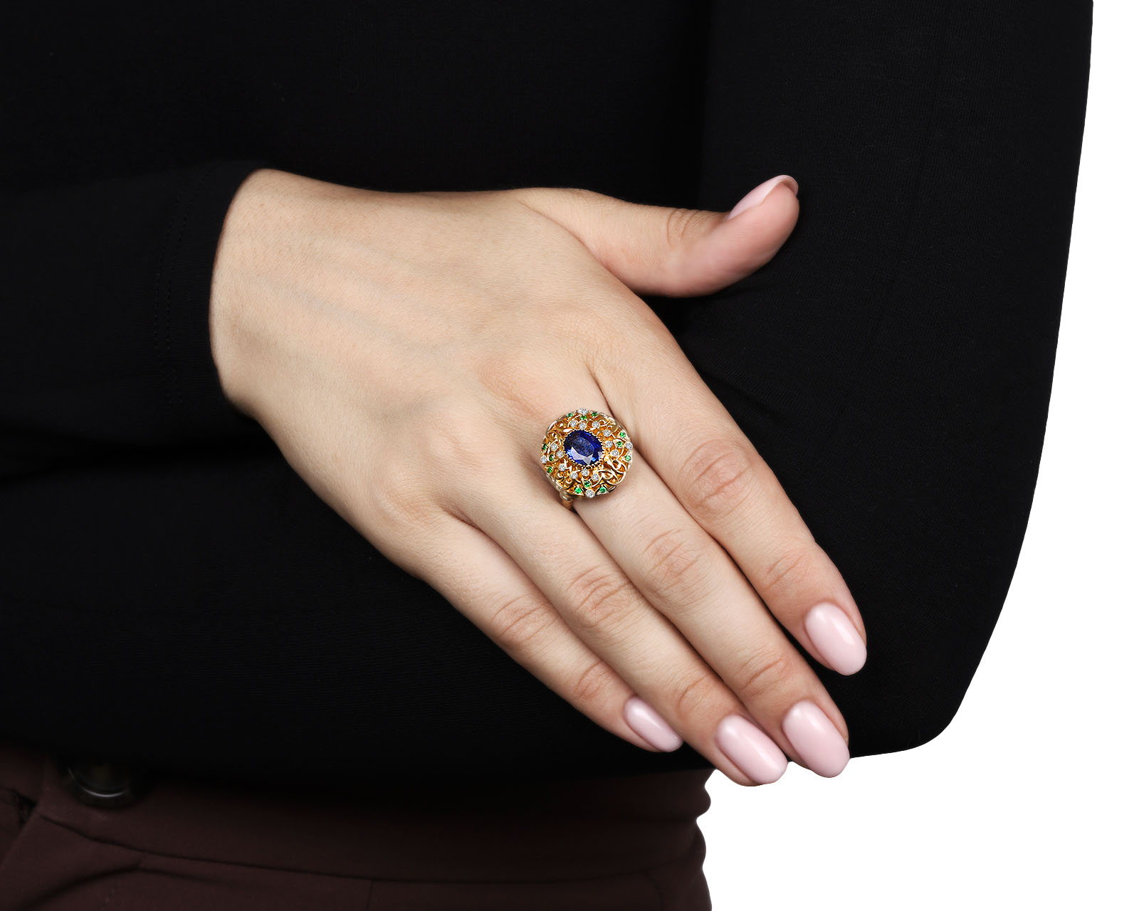 Восхитительное золотое кольцо с сапфиром 1.50ct
