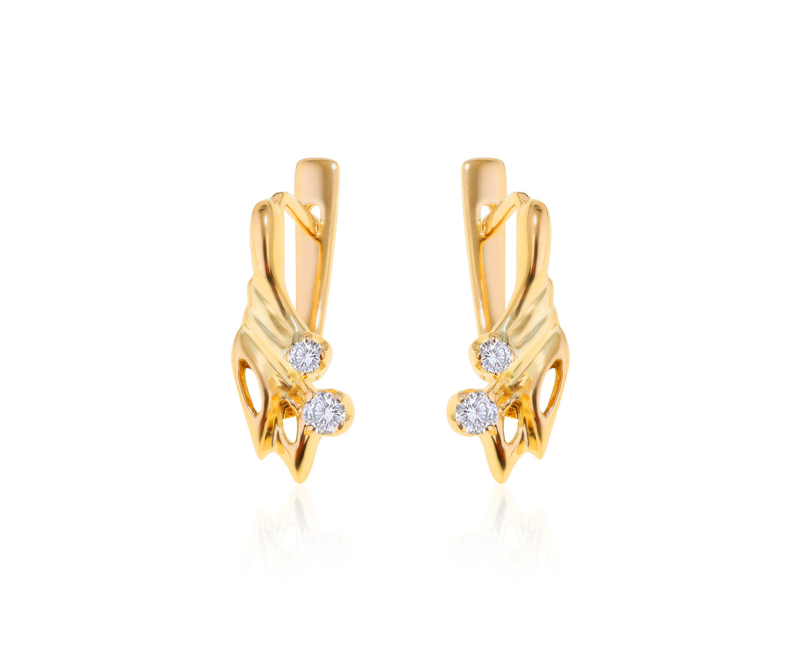 Изящные золотые серьги с бриллиантами 0.19ct