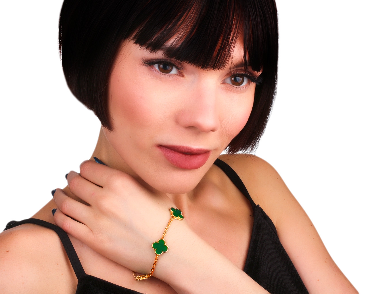 Золотой браслет с халцедоном Van Cleef&Arpels Vintage Alhambra