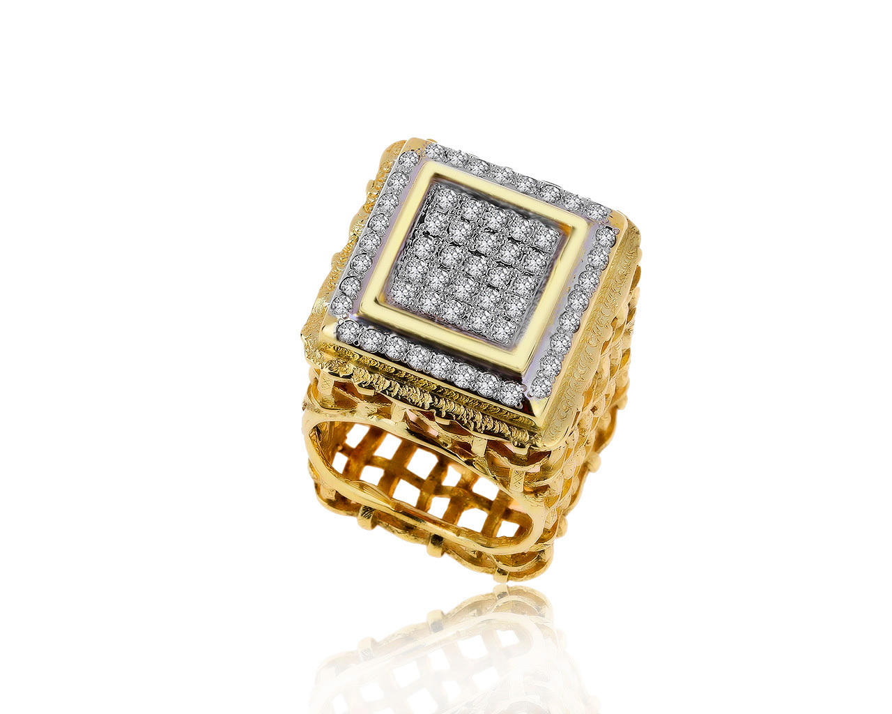 Оригинальное золотое кольцо с бриллиантами 1.12ct German Kabirski 130320/17