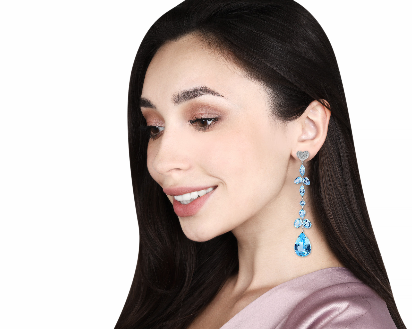 Итальянские золотые серьги с топазами 49.26ct