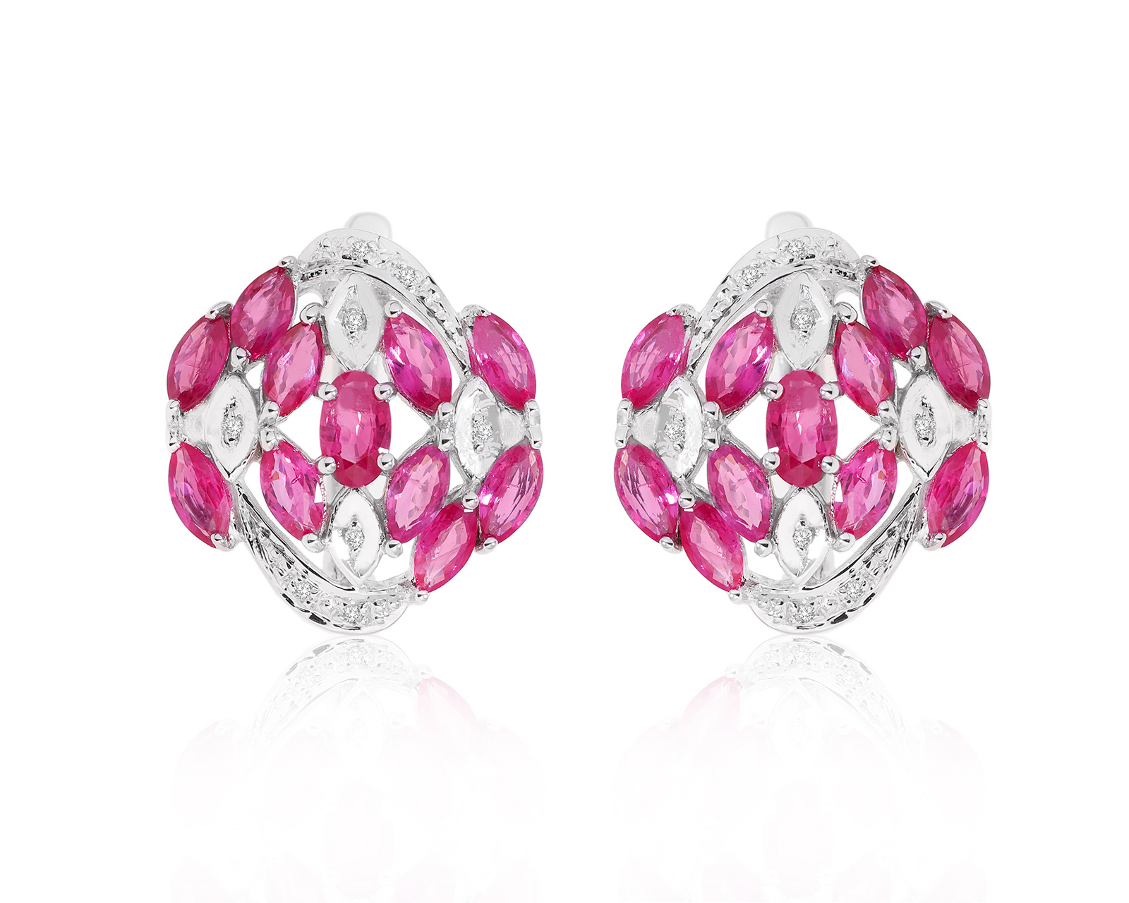 Золотые серьги с рубинами 3.36ct и бриллиантами 0.08ct 081024/4 Золотые серьги с рубинами 3.36ct и бриллиантами 0.08ct 081024/4