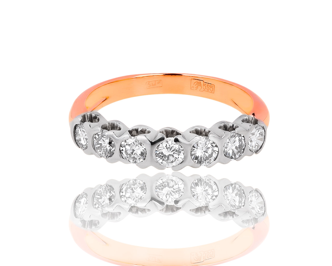 Золотое кольцо с бриллиантовой дорожкой 0.80ct 010818/2