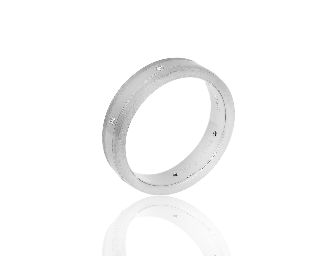 Оригинальное платиновое кольцо с бриллиантами 0.07ct Bellini
