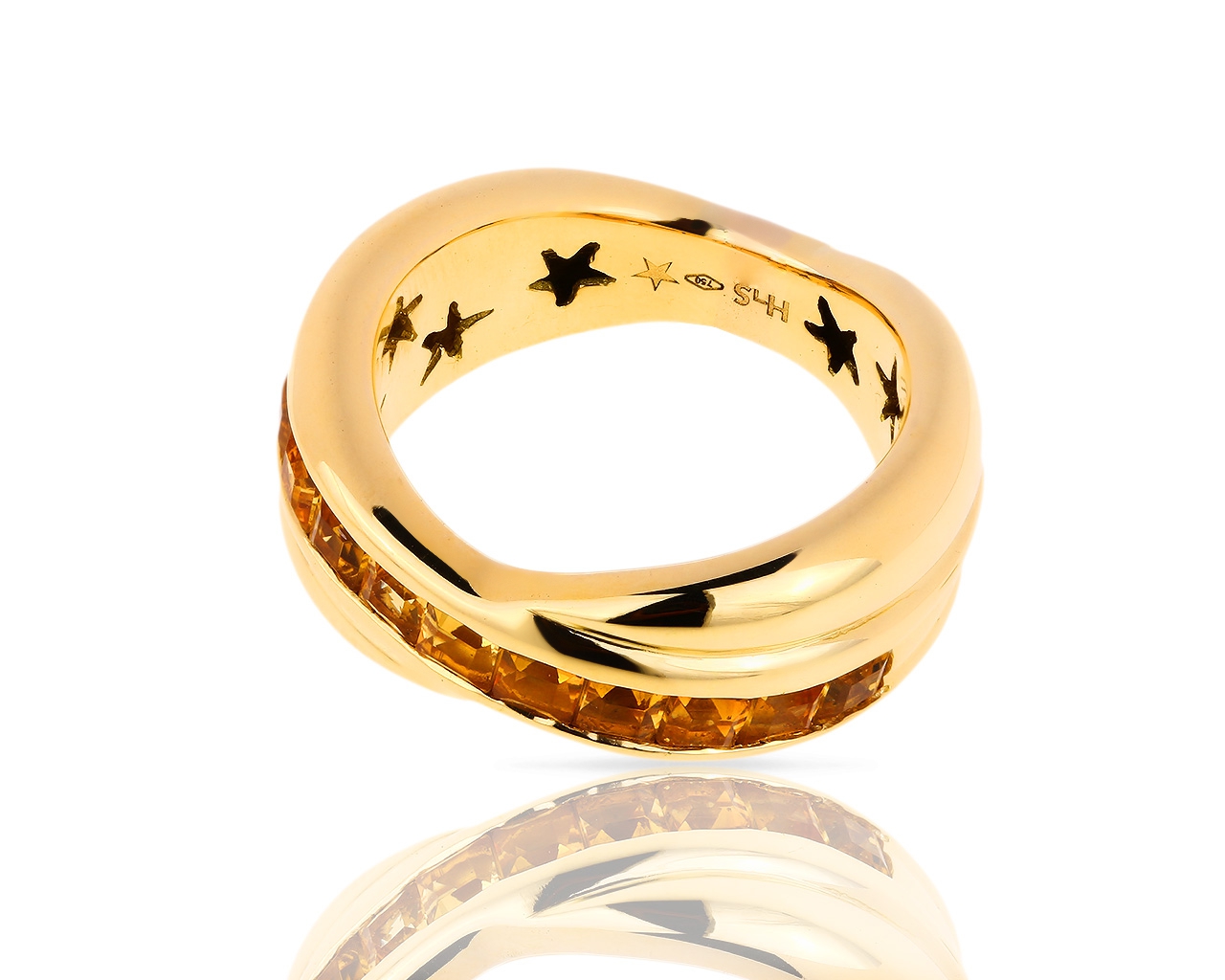 Оригинальное золотое кольцо с цитринами H.Stern
