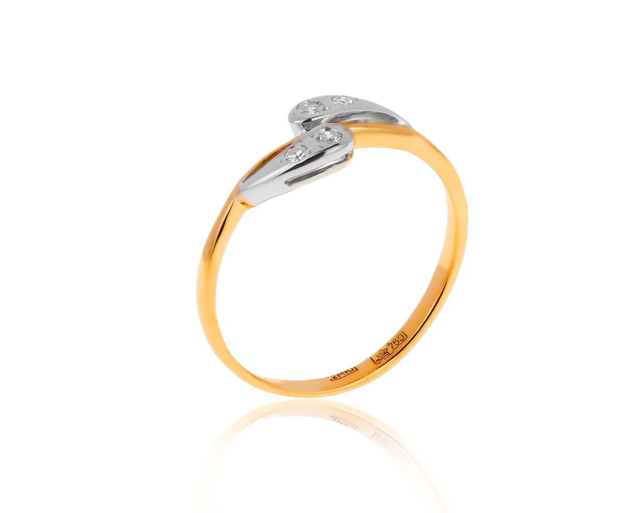 Винтажное золотое кольцо с бриллиантами 0.07ct