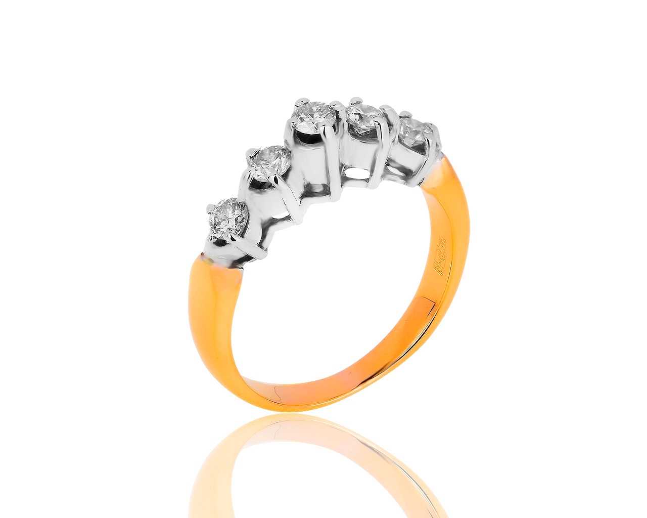 Праздничное золотое кольцо с бриллиантами 0.41ct