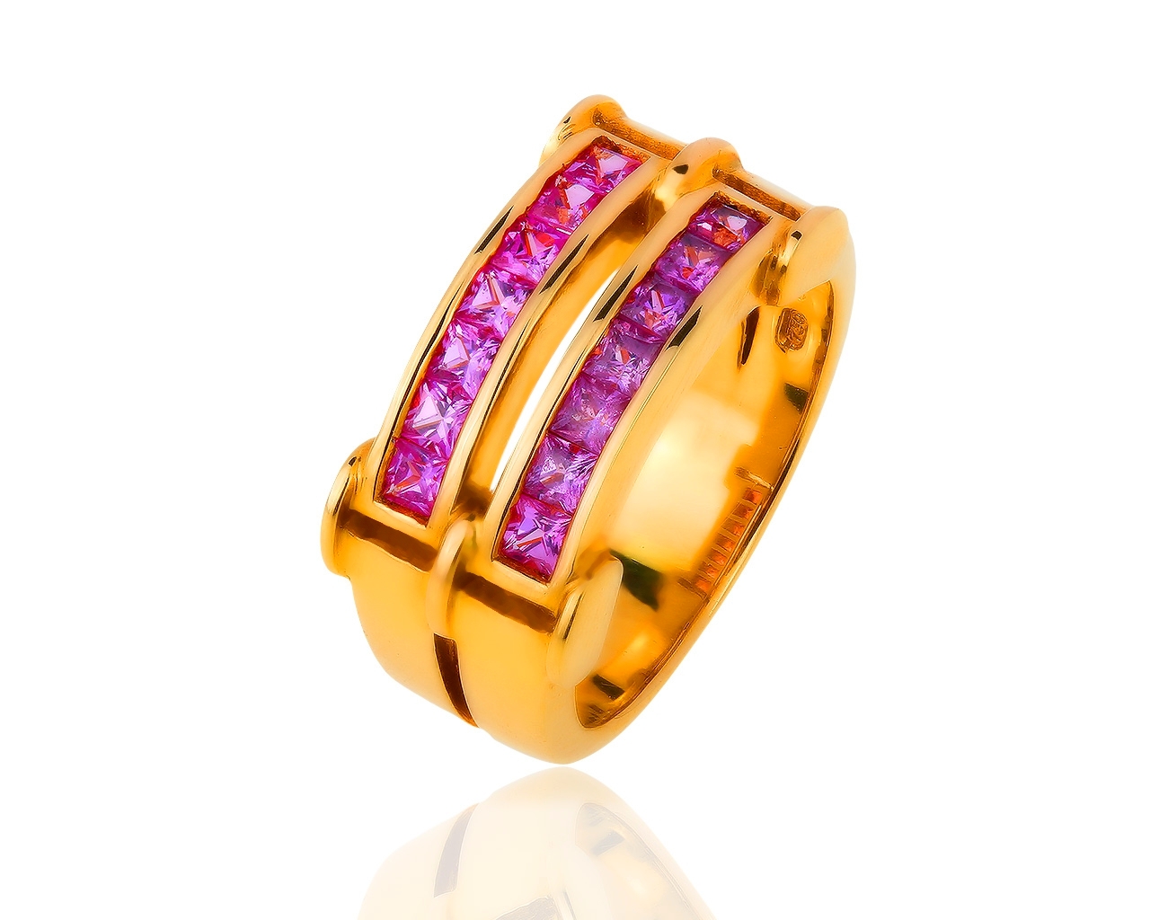 Оригинальное золотое кольцо с розовыми сапфирами 0.89ct Adler Leyla 261017/1