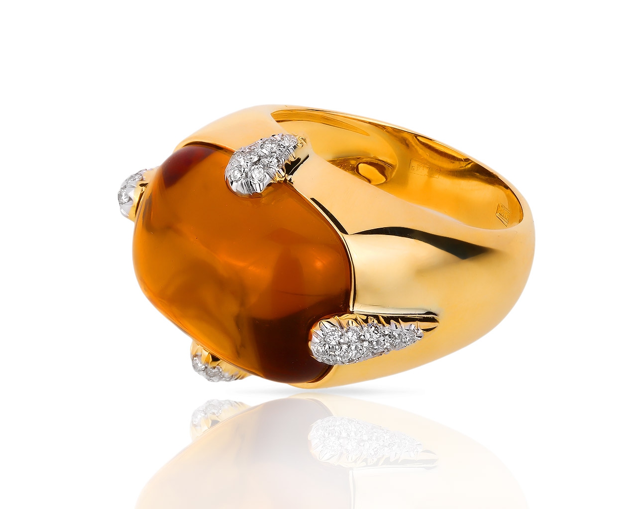 Золотое кольцо с медовым цитрином и бриллиантами 0.23ct 190518/8
