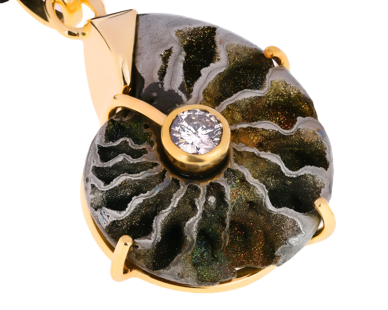 Королевский золотой кулон с бриллиантом 0.20ct