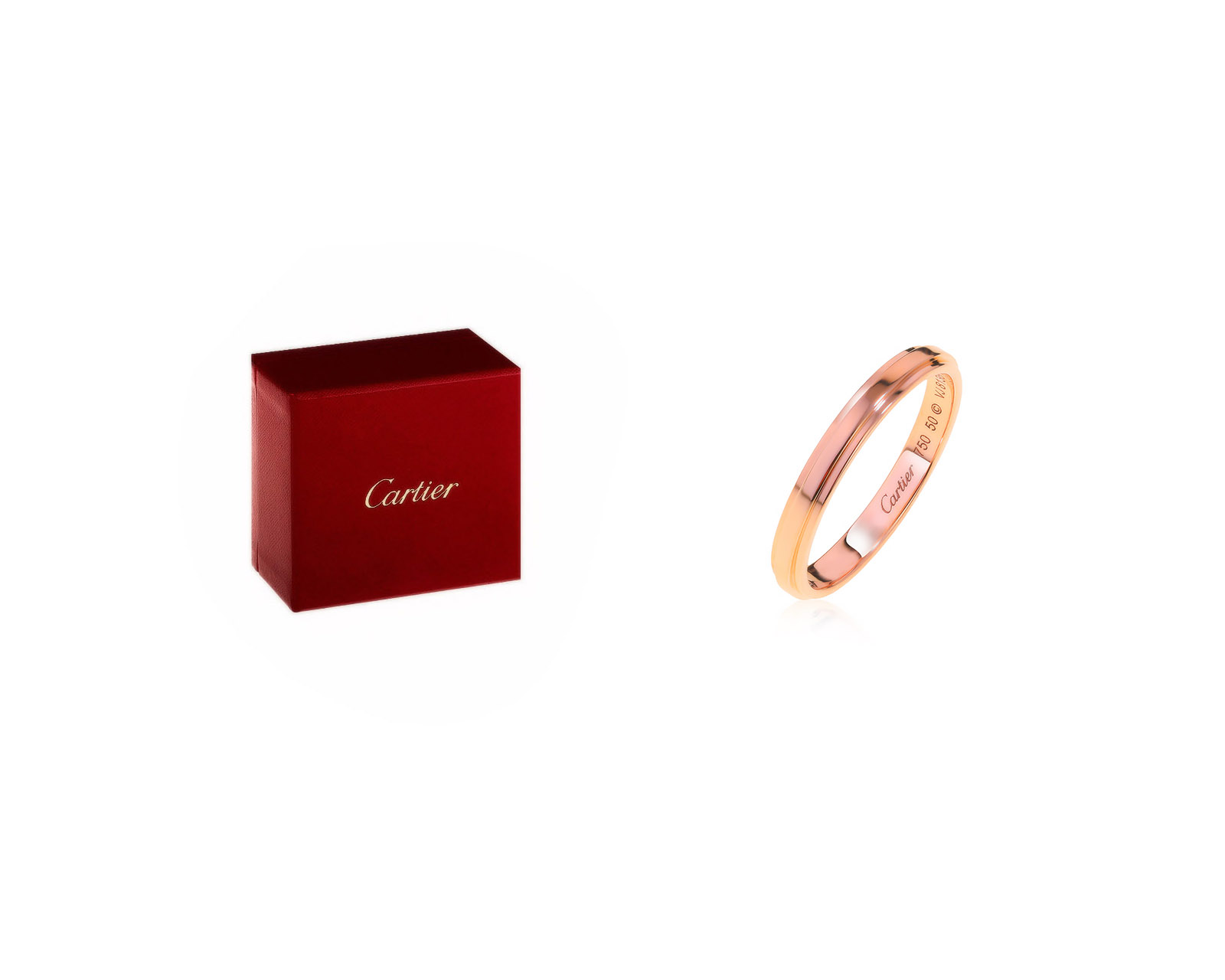 Оригинальное золотое кольцо Cartier D`Amore Wedding Band