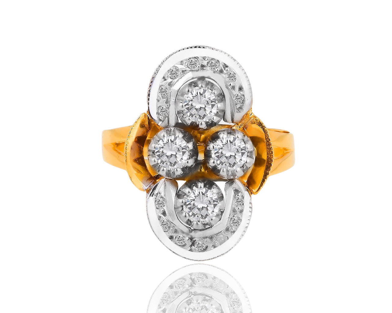 Стильное золотое кольцо с бриллиантами 0.73ct
