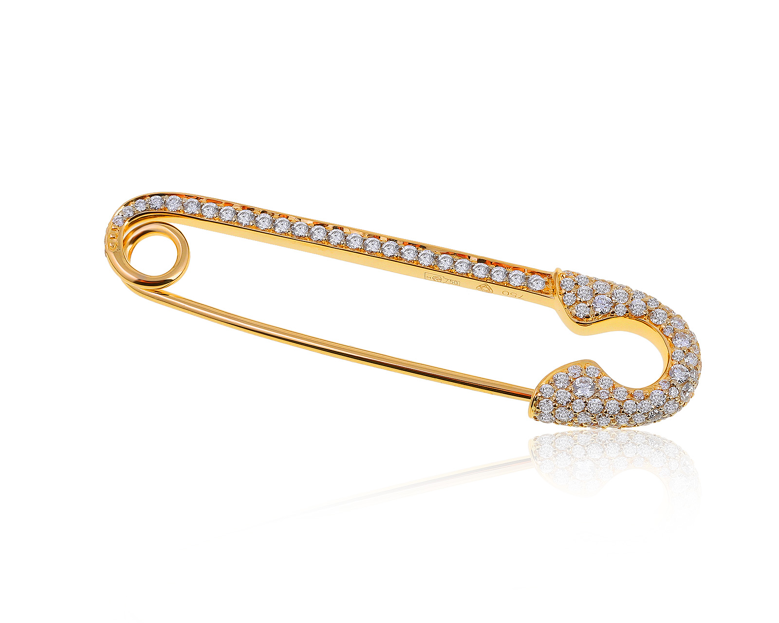 Оригинальная золотая брошь с бриллиантами 1.10ct Crow’s Nest ‘Safety First’