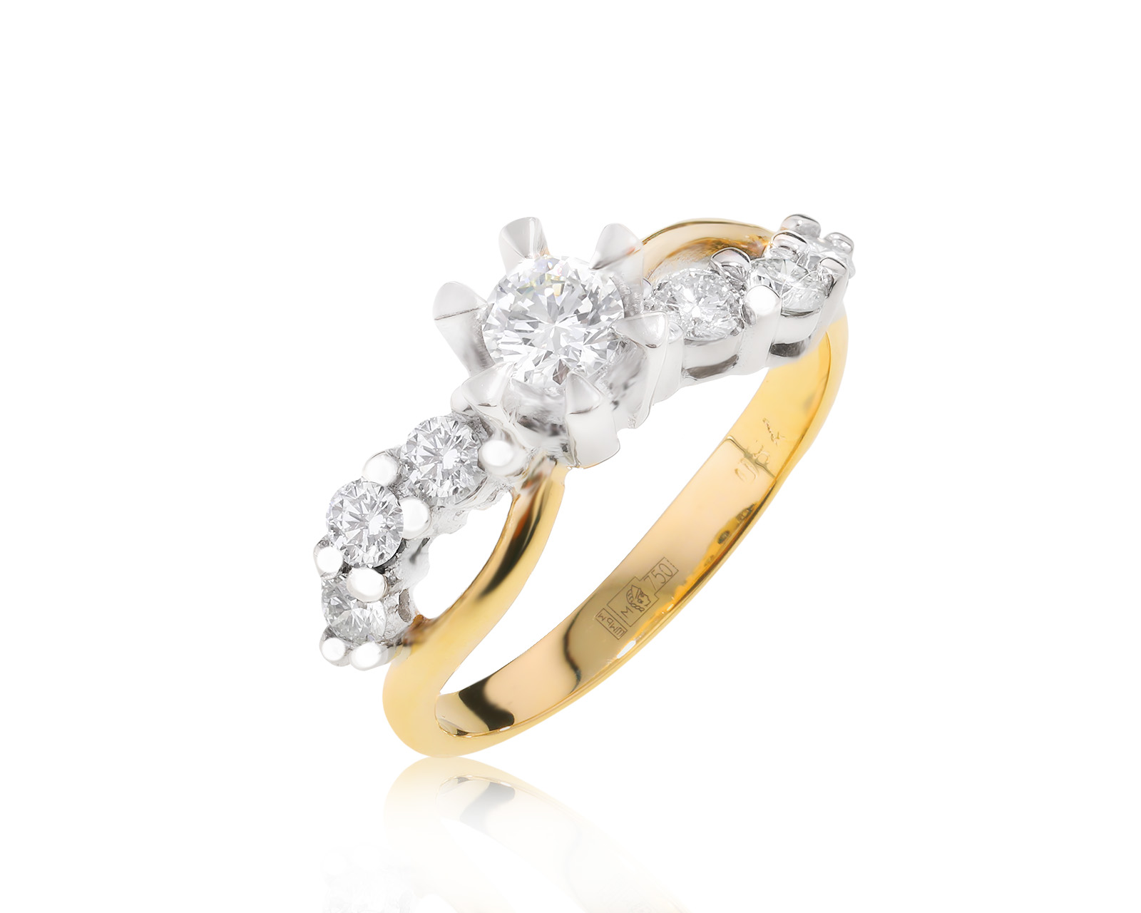 Красивое золотое кольцо с бриллиантами 0.63ct 030922/1