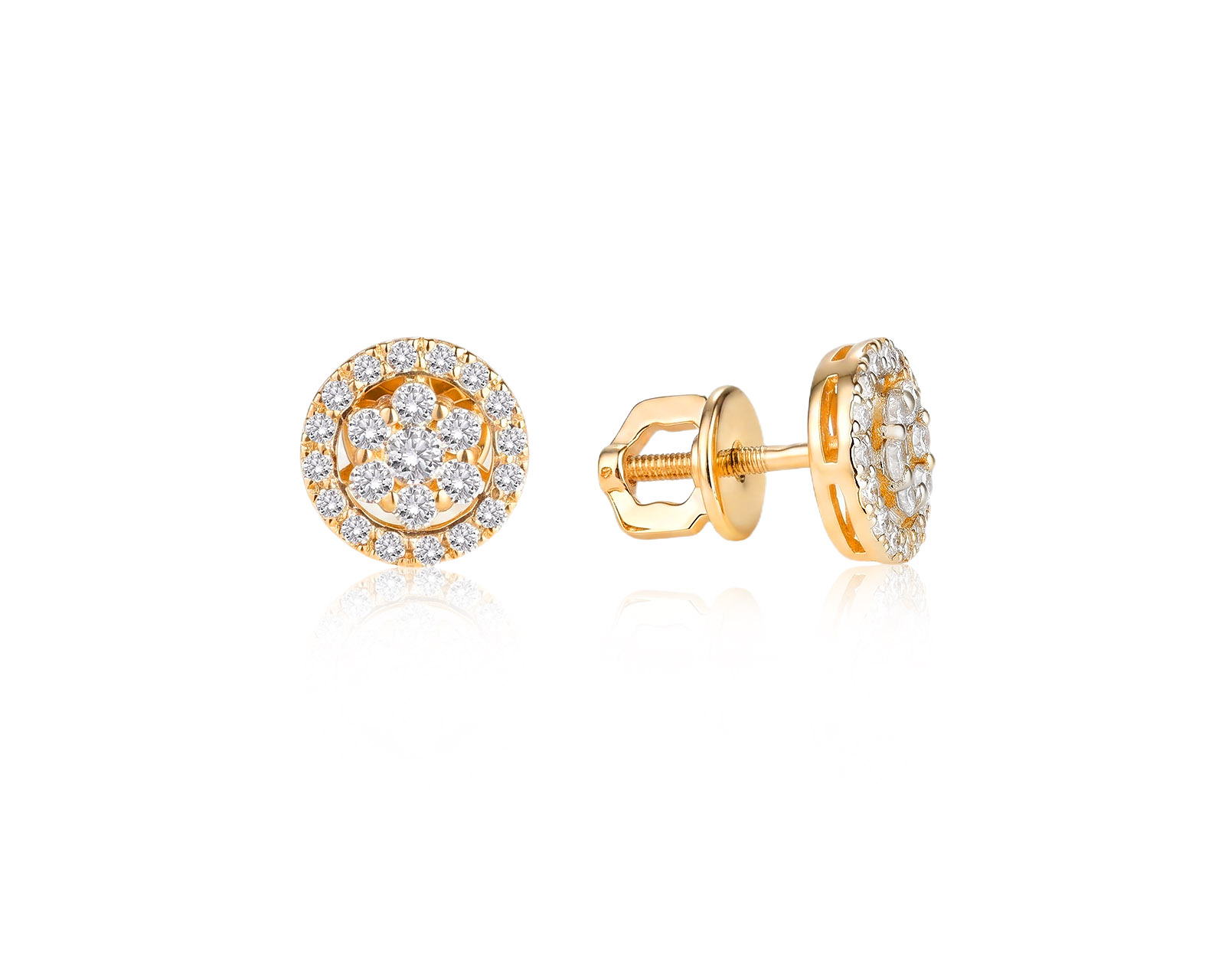 Золотые серьги с бриллиантами 0.61ct